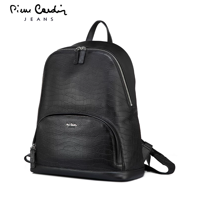 Pierre Cardin, модный стильный вместительный рюкзак, подлинная кожа
