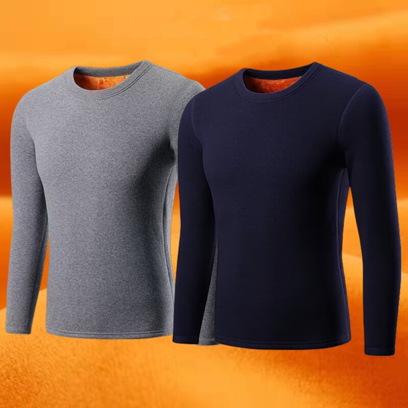 Mall Clearance Sale: Gold Velvet Thermal Underwear T-Shirt, Long-Sleeve, Fleece-Lined, Thickened, Winter Crew Neck Base Layer Shirt