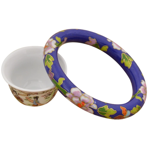 程老师收藏老货 正宗北京景泰蓝圆棍手镯 女士复古宫廷风镯子手饰