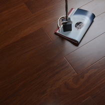 Meisen Residence Dragon and phoenix sandalwood two-winged beans Log pure solid wood floor Black walnut piano paint Bedroom home