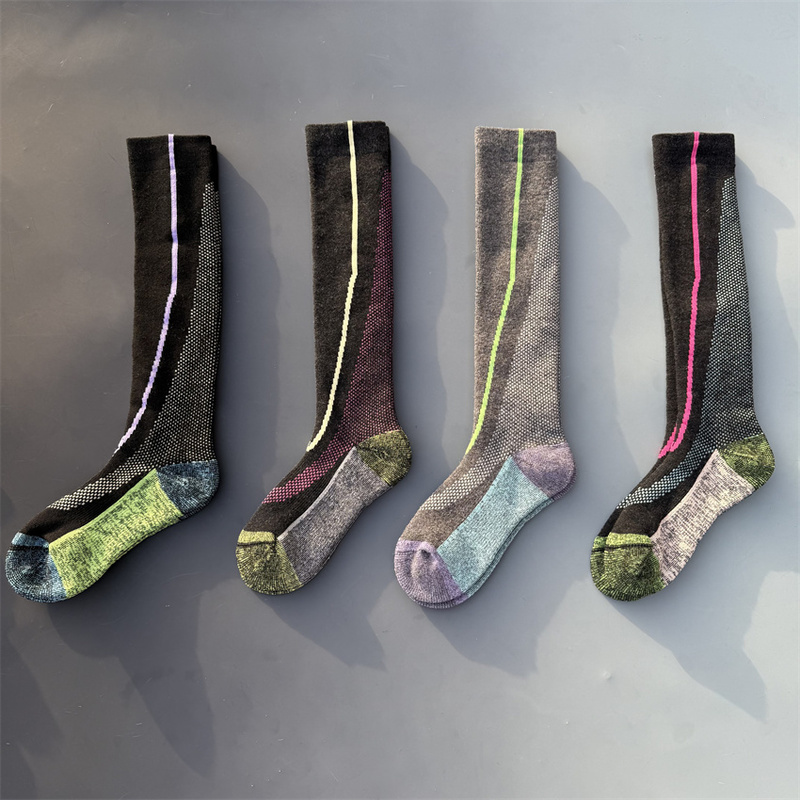 80% Merino Wool Socks, Fully Terry Thickened, Warm, Unisex, Long Tube Sports Outdoor Skiing Socks