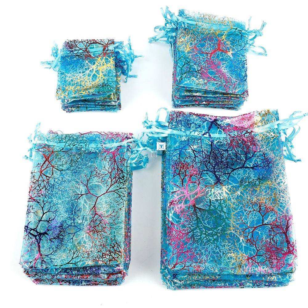 50pcs 50pcs 7x9cm 7x9cm 9x12cm 10x15cm Colorful Organza Bags Jewelry