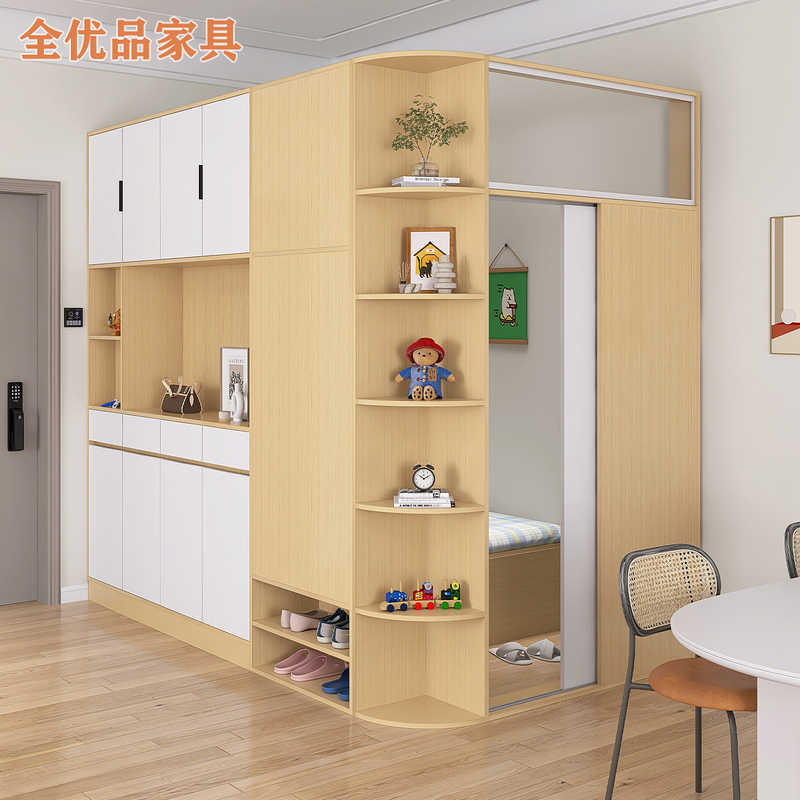 Japanese-Style Tatami Partition Bed with Shoe Cabinet Integrated into the Living Room, Transforming into a Separate Room, Custom-Made Furniture for Small Apartments