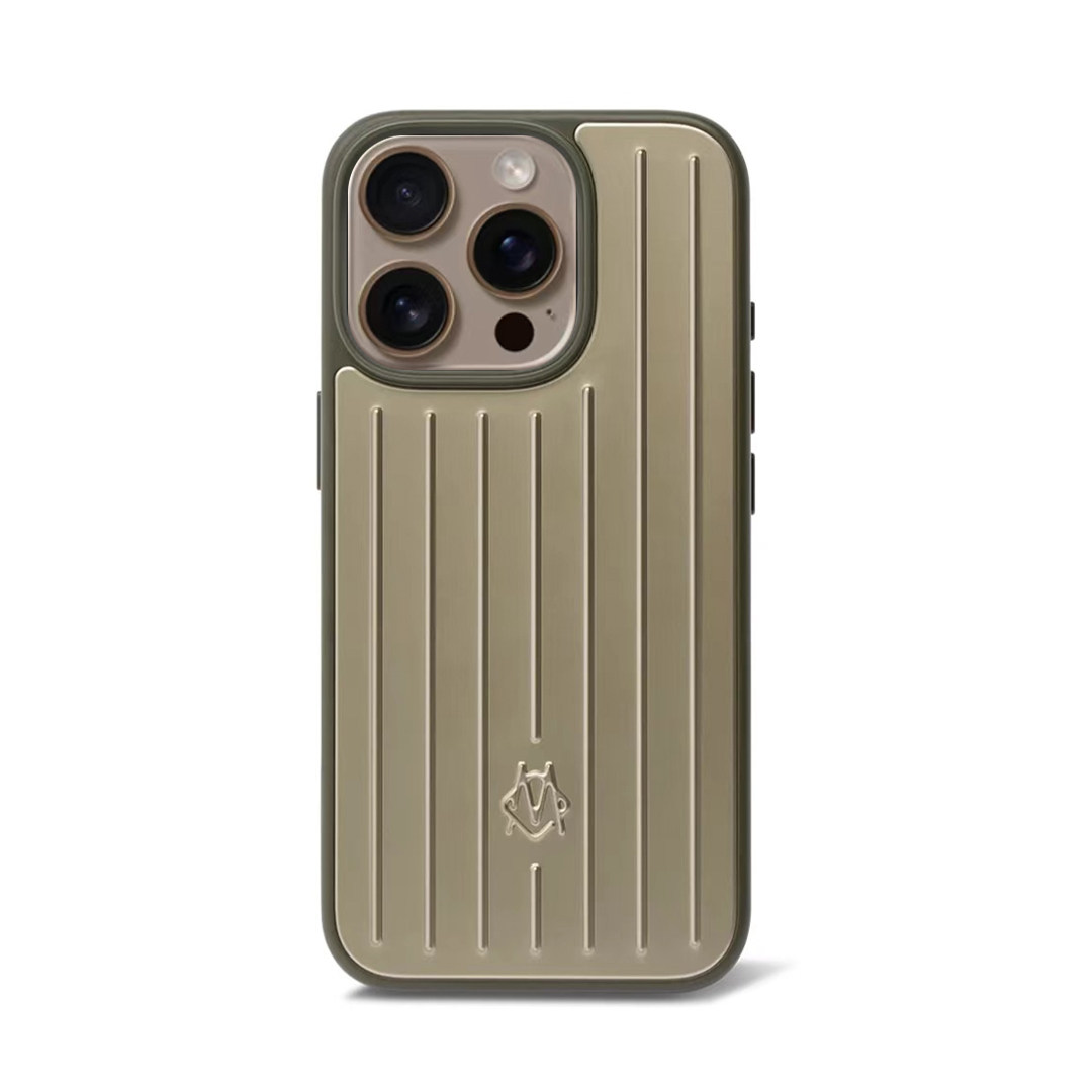 新品未使用RIMOWA ゴールド ストライプ iPhone16Proケース Rimowa Iphone Case Aluminum For Iphone 16 ProMAX Titanium⭐️U.S