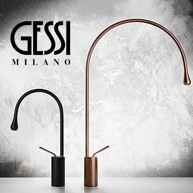 Italian Gessi All-Copper Swivel Height-Adjustable Household Hot and Cold Water Basin Single-Hole Countertop Faucet Italian Gessi All-Copper Swivel Height-Adjustable Household Hot and Cold Water Basin Single-Hole Countertop Faucet