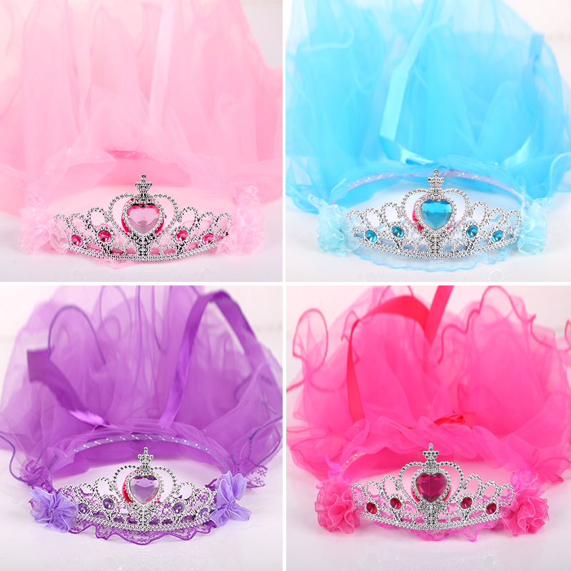 Children's veil princess yarn little girl crown garland headwear children's performance long hair band shawl factory direct sales