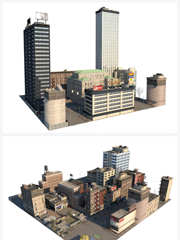 室外建筑城市房屋高楼场景立体3D三维模型C4D工程文件设计素材插图3