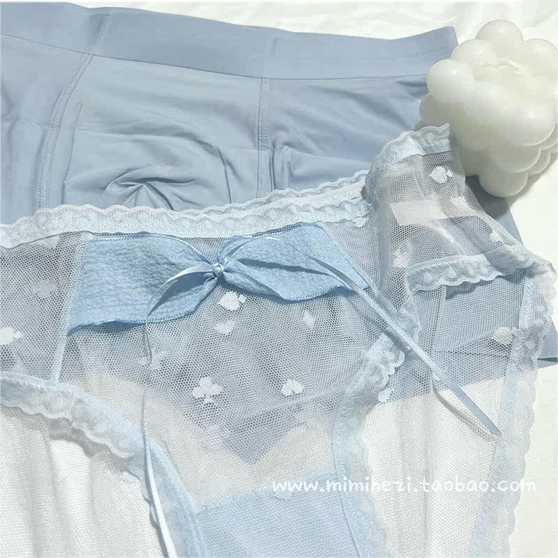 sweet couple underwear men and women couples passion summer light mesh breathable sweet double underwear set