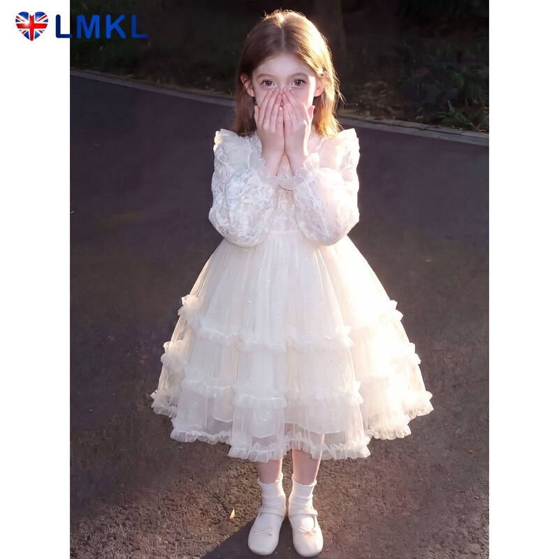 British Lmkl Kidsren's Lolita Gauze Skirt Spring & Fall Girls' Birthday Dress 2026 New Dress Princess Skirt