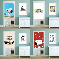 Snoopy home curtain cartoon living room kitchen bedroom room partition curtain pole-free custom Velcro