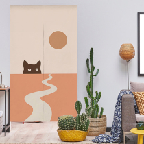 Japan-style Cat Mitten Door Curtain Cotton Linen Waterproof Try Dressing Room Milk Tea Shop Kitchen Toilet Partition Curtain Shelter Free of punch customization