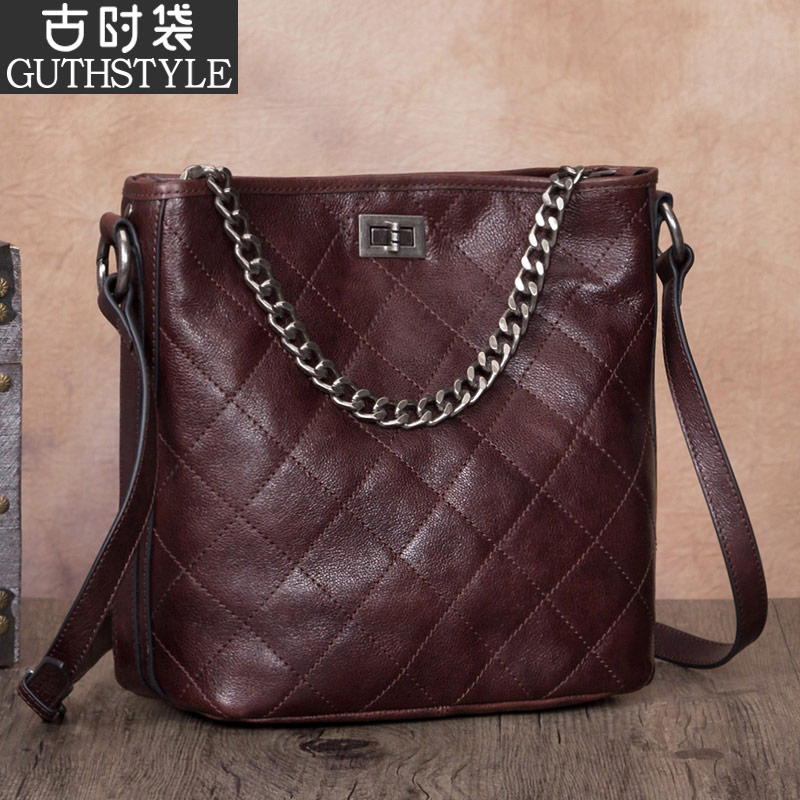 Retro Bag Leather Bag Girl Genuine Leather Woman Bag Inclined Satchel Bag Woman Single Shoulder Bag Handbag Woman Big Bag Bull Leather 2022 New
