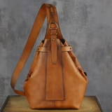 Нагрудная сумка, ретро барсетка, мужская кожаная вместительная и большая сумка на одно плечо, из натуральной кожи, воловья кожа