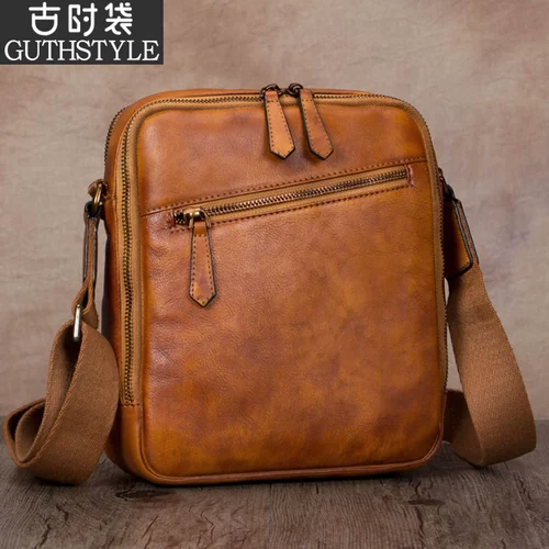 Кожаная ретро сумка через плечо, сумка на одно плечо, воловья кожа, из натуральной кожи