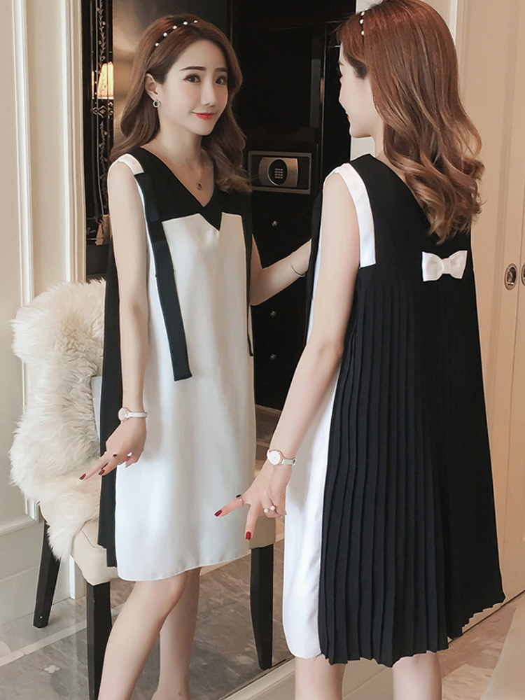Pregnant women summer clothes loose middle and long version of the fashion Korean version of the tide mother skirt 2021 new summer sleeveless chiffon dress