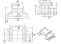EFD20 high frequency magnetic core skeleton power magnetic core bagel skeleton patch 6 6 Pin 10 set bag