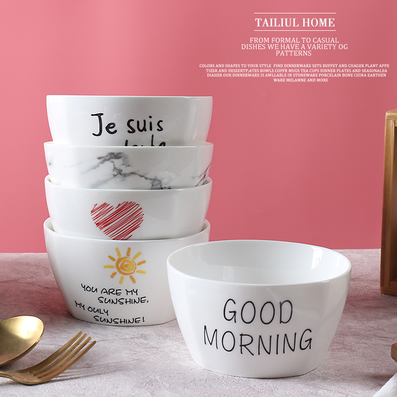 Thai nostalgia home ceramic bowl small rice bowl creative tableware gift bowl set breakfast bowl small soup bowl 920