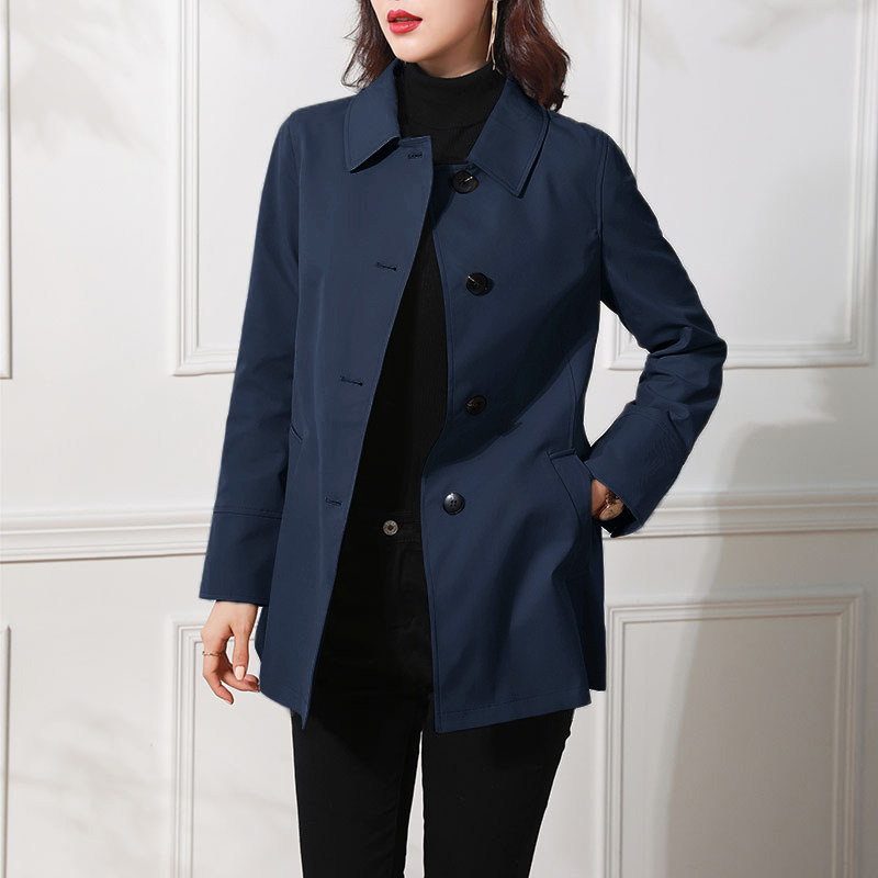 Simple women's short windbreaker high-end brand single-breasted temperament top big-name classic all-match short coat