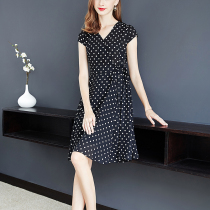 iuo clearance fashion boutique spring and summer new round wave point tie A word large swing skirt temperament elegant dress female