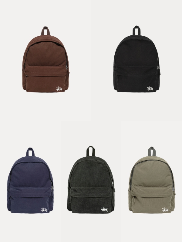 Authentic In-Stock Stussy Logo Printed Cotton Canvas Backpack Authentic In-Stock Stussy Logo Printed Cotton Canvas Backpack