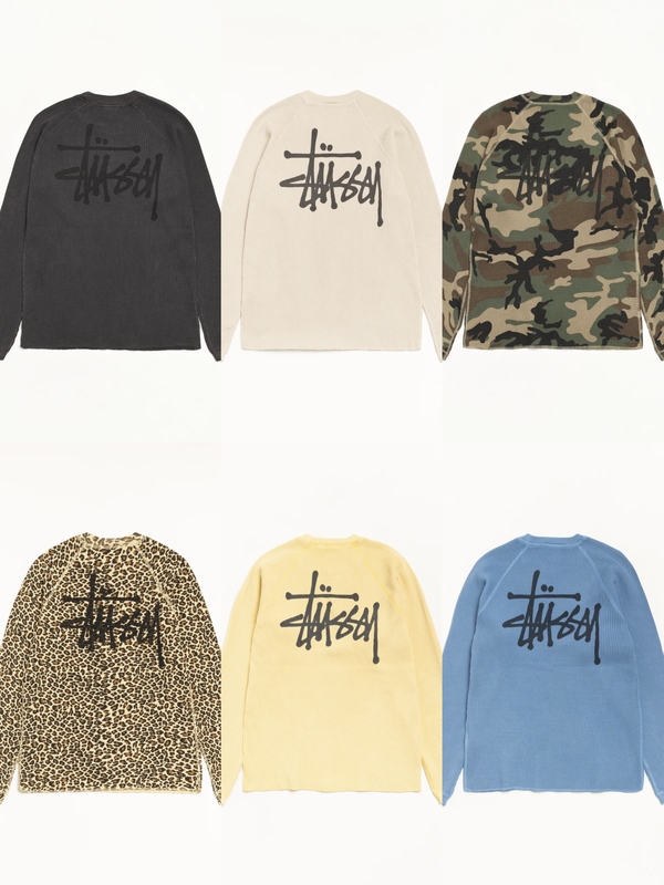 Stussy Ss26 Waffle Warm Round Neck Long-Sleeved T-Shirt Stussy Ss26 Waffle Warm Round Neck Long-Sleeved T-Shirt