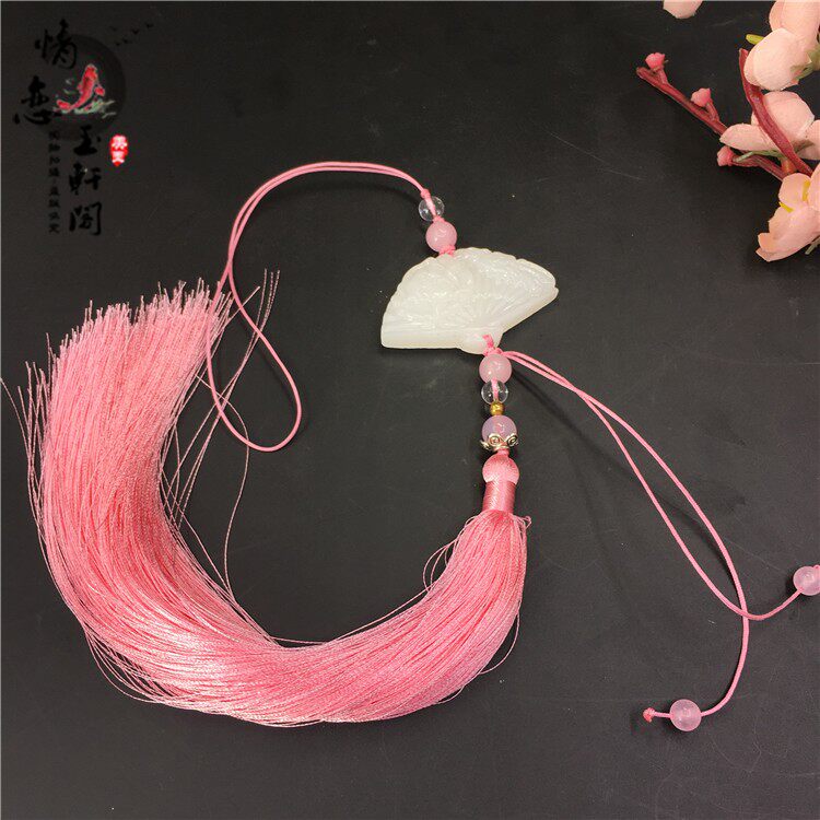 Chinese style ice silk tassel palace silk cheongsam press button ancient style Hanfu accessories pendant waist drop waist pendant forbidden step fan pendant
