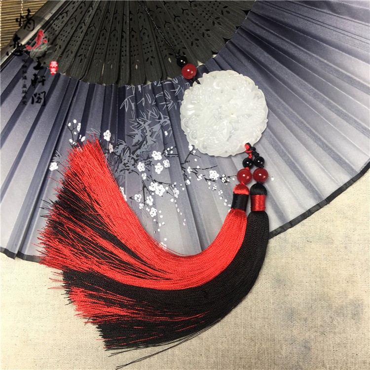 Natural jade white jade dragon wind men's and women's ancient style jade pendant tassel pendant waist pendant waist hanging accessories pressing lapel forbidden step