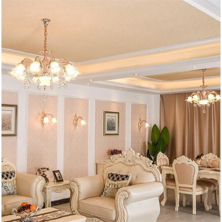 Living room chandelier European crystal bedroom restaurant decoration creative multi-head down mobile phone remote control chandelier shop home