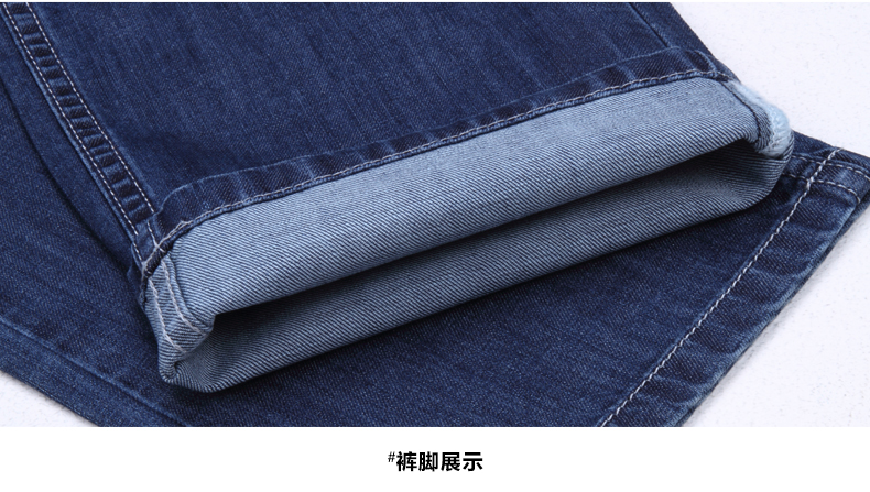 Cotton jeans nam vòng quần màu xanh quần mềm mùa xuân và mùa hè kinh doanh cotton thẳng jeans nam quần