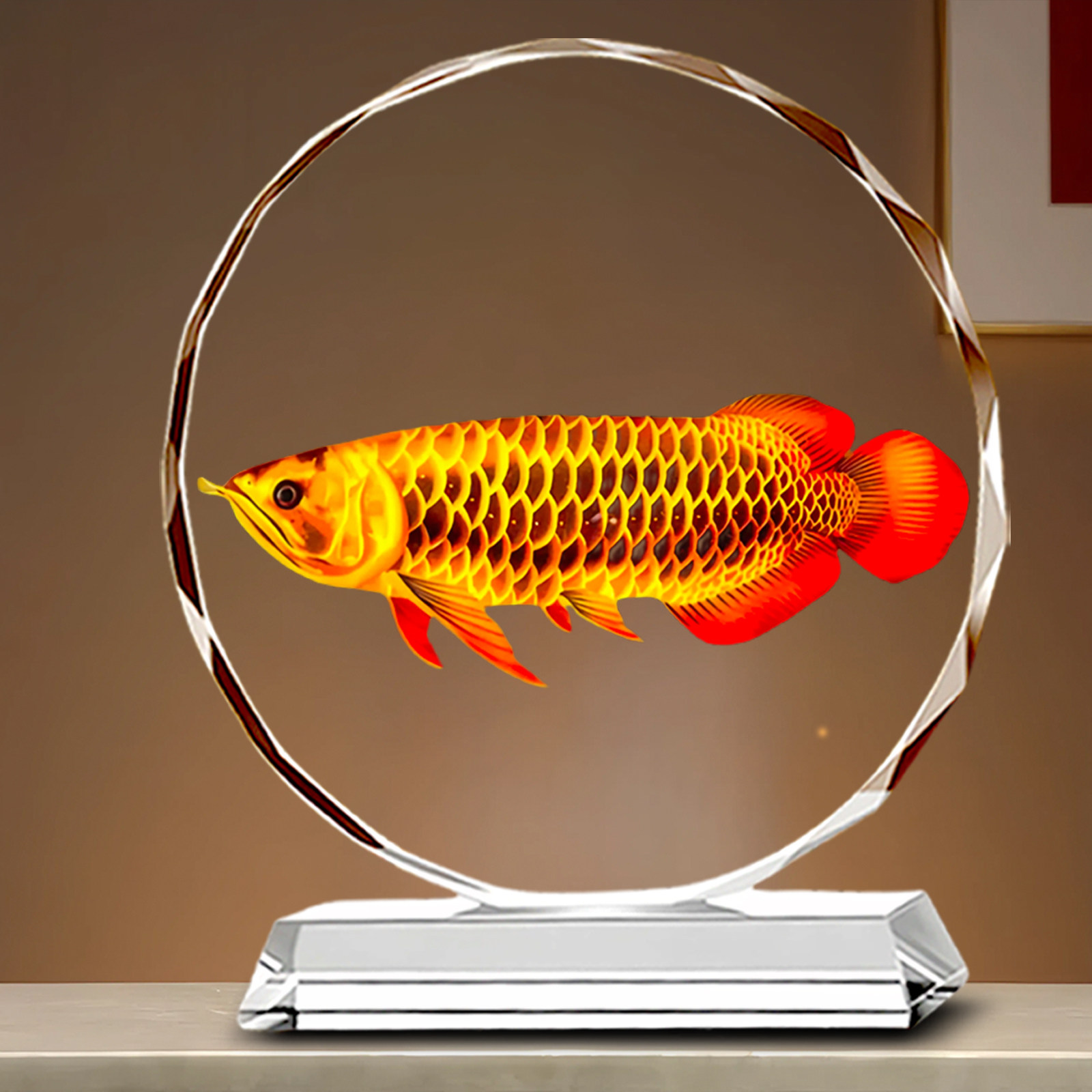 可定制龙鱼水晶摆件客厅玄关桌面家居装饰高档开业乔迁工艺品