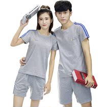 Short-sleeved shorts sports suit mens casual sportswear couples middle-aged and elderly female youth cotton T-shirt summer
