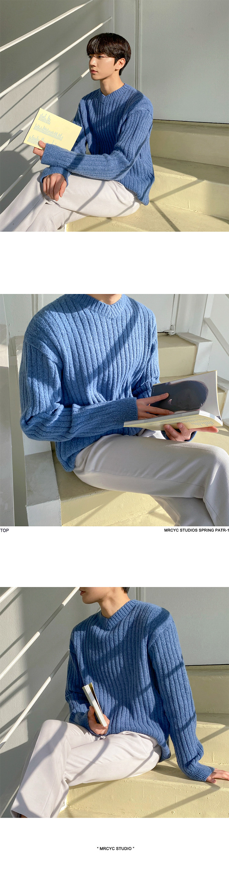 Мужской демисезонный трикотажный модный свитер, увеличенная толщина, свободный крой, стиль MRCYC 