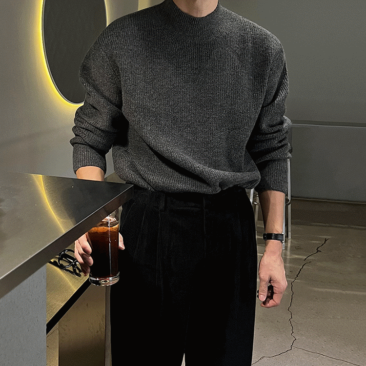さらに100円引き◆WOOALONG◆Basic loose fit half turtleneck Alloaone Women Warm Winter Turtleneck Sweater Thick Pullover