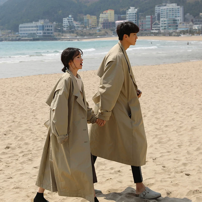 Куртка осенний комплект, модный длинный Trench Coat для студентов, середина длинной, для любимого
