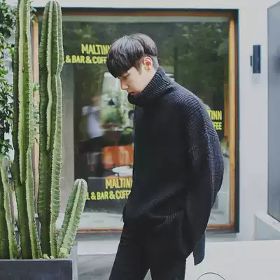 Youth Korean version of loose men pullover sweater turtleneck autumn casual jacket long sleeve men's sweater thread