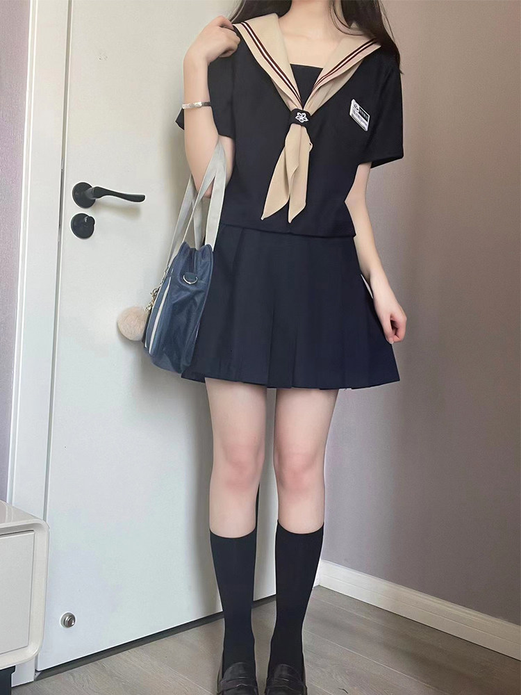 FOX RABBIT ORIGINAL GENUINE SHORT-SLEEVED JK UNIFORM SAILOR SUIT MID-SUIT WOMENS SUMMER COLLEGE STYLE STUDENT BASIC SUIT