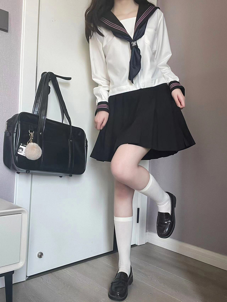 FOX RABBIT JK ORIGINAL GENUINE SHORT SLEEVE UNIFORM SAILOR SUIT INTERMEDIATE SUIT WOMENS SUMMER COLLEGE STYLE STUDENT BASIC SUIT