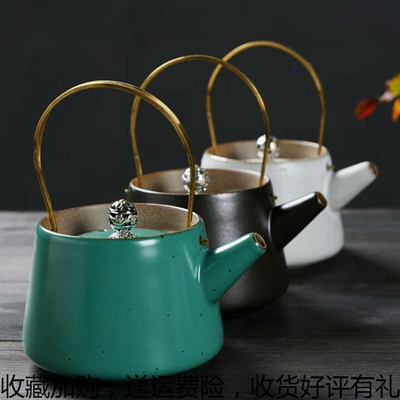 Handmade small number Ti-beam pot imitation ancient coarse pottery cooking teapot upscale kettle Pu'er tea tea single pot Japanese style qigfu tea furniture