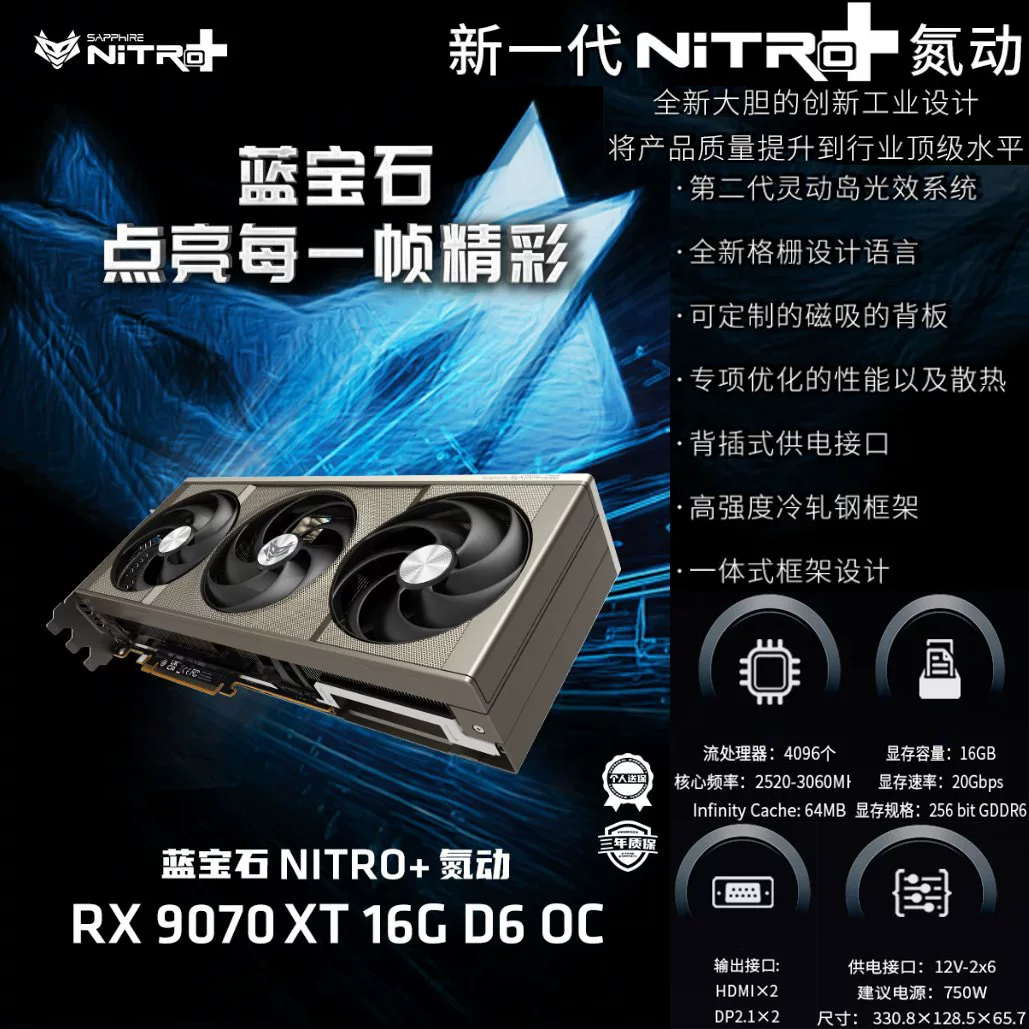 Графическая карта искусственного интеллекта для киберспорта Sapphire 7650gre/9060xt 16g/9070gre/9070xt