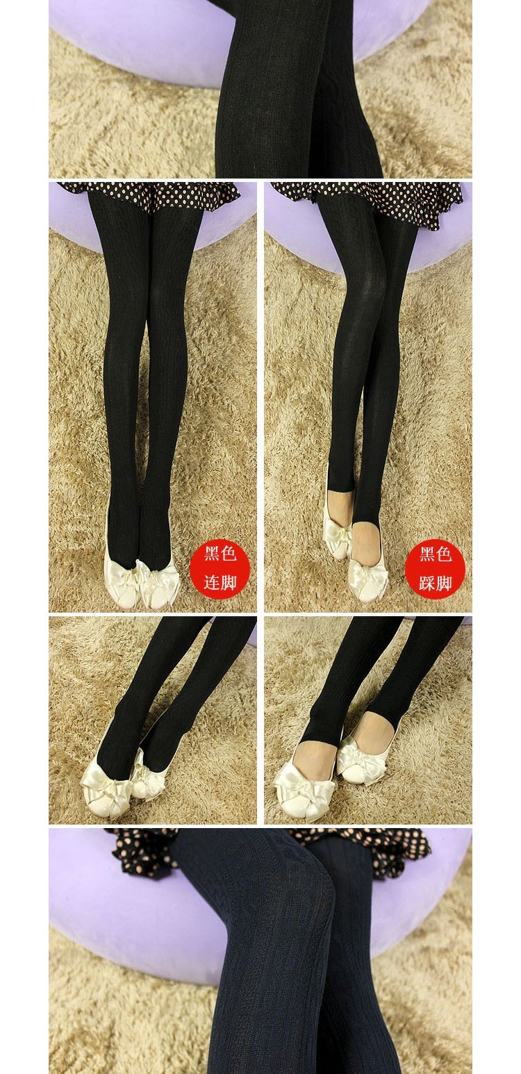 Phiên bản Hàn Quốc của mùa thu và mùa đông len xoắn dọc mặc quần legging chân vớ dày vớ dệt kim cotton quần tất nữ liền thân
