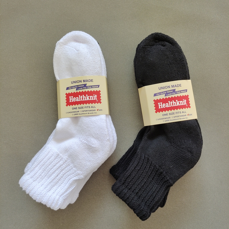 Japanese Healthknit Brand Men's and Women's Mid-High Tube Thick-Thread Sports Socks, Pure Cotton, Thickened Towel Bottom, Black and White Long Socks