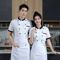 Белая футболка, фартук, короткий рукав