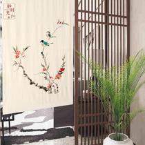 High-end curtain home Chinese style fabric partition curtain wedding room bedroom Chinese curtain roll curtain room decoration