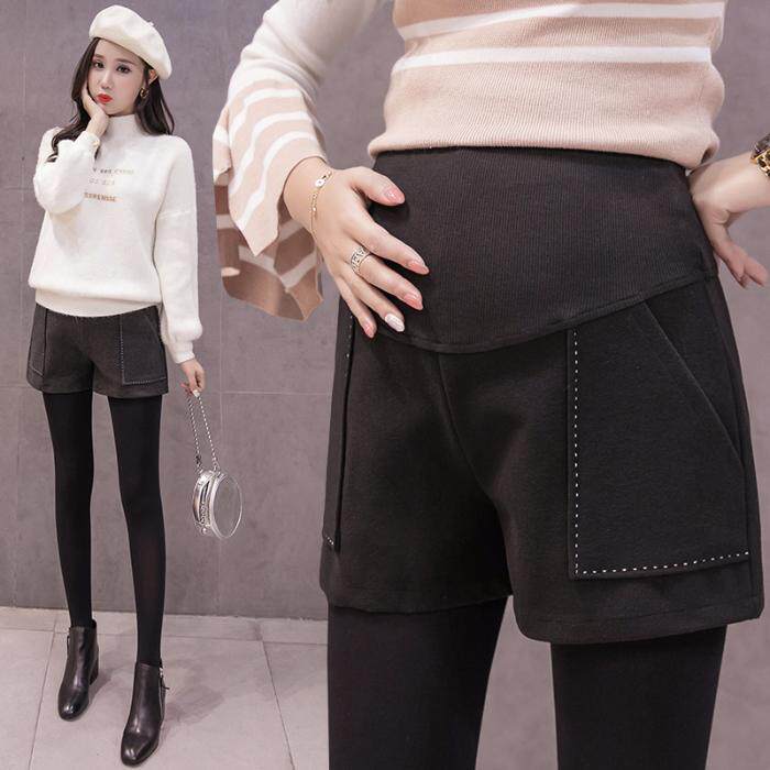 Pregnant Woman Shorts Autumn Winter Outwear Pants Winter Clothing Fashion style Spring Autumn Clothing Inner Lap Pants Winter Broadlegged Pants Sweatpants Boots