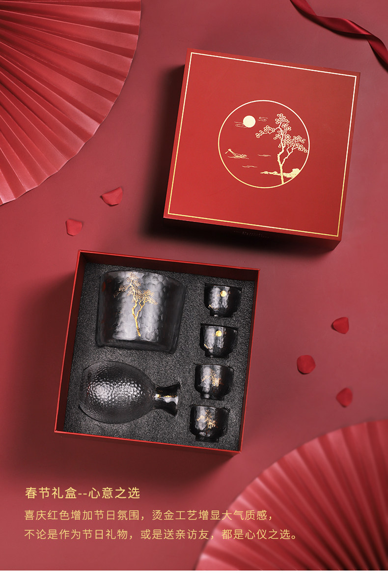 大英博物馆 葛饰北斋系列 耐热金边玻璃温酒器杯套装 1壶5杯 凑单折后￥237包邮