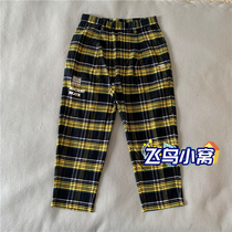Li Ning skateboard road series men spring flannel plaid casual trousers AKXR043-1