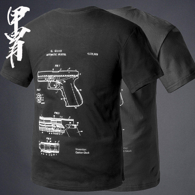 PlayerUnknown's Battlegrounds T-shirt Firearms decomposition diagram printed short-sleeved cotton short-sleeved summer military fans short-sleeved T-shirt
