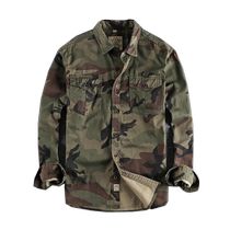 Hardcore outdoor trendy mens American washed camouflage workwear long-sleeved shirt mens double pocket casual youth top