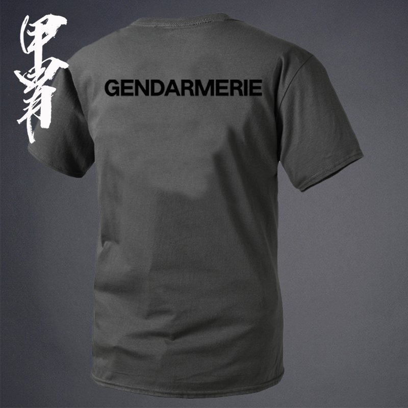 Summer New Pink French Agent Series GENDARMERIE printed short sleeve T-shirt round-shirt-Taobao