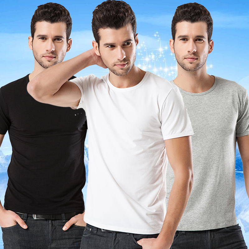 3-Pack Nanjiiren Short-Sleeve T-Shirts for Men, Pure Cotton, Summer Slim-Fit Sports Undershirts, Base Layer Tops, Trendy T-Shirts